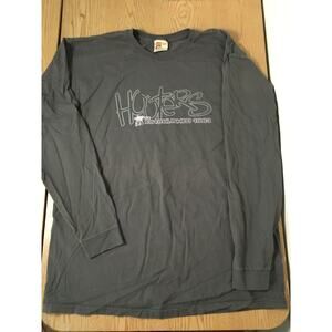 New Mens Vintage Hooters Long Sleeve T-shirt Embroidered Gray Size XXLarge